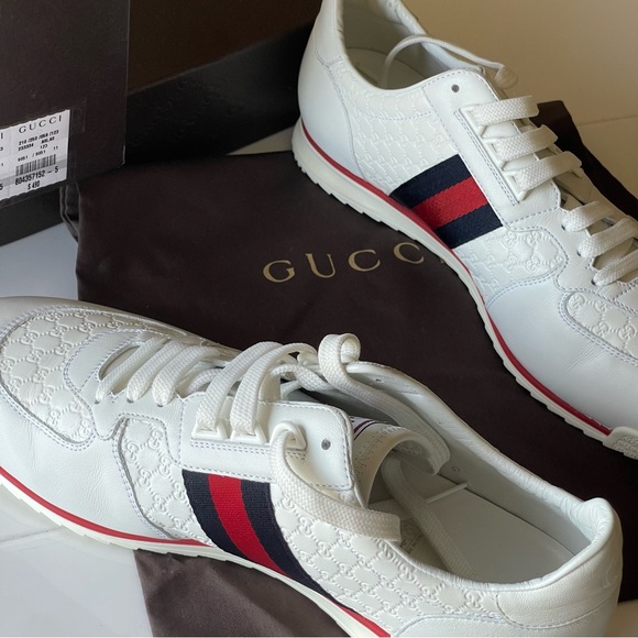 Gucci Leather Web Sneaker 'White' , 233334  Size 11 - Picture 3 of 12